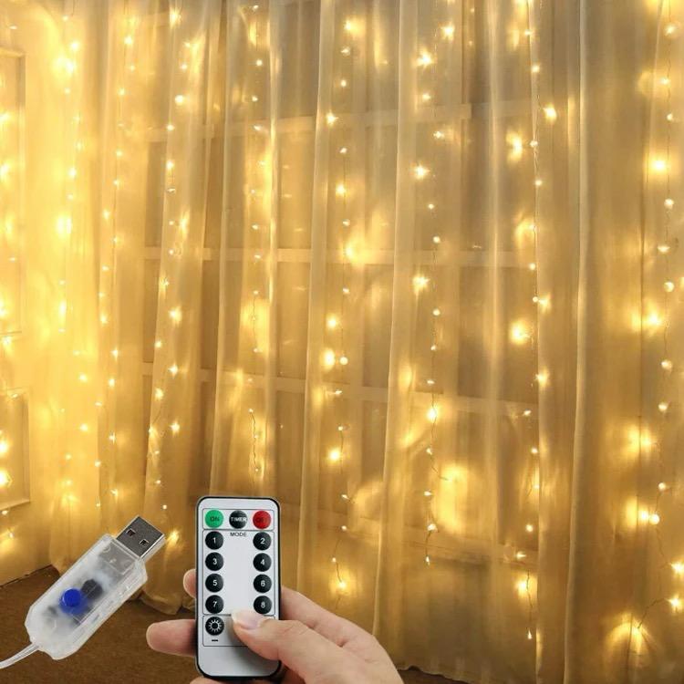 USB Remote-Controlled LED Curtain String Lights For Home Decor
