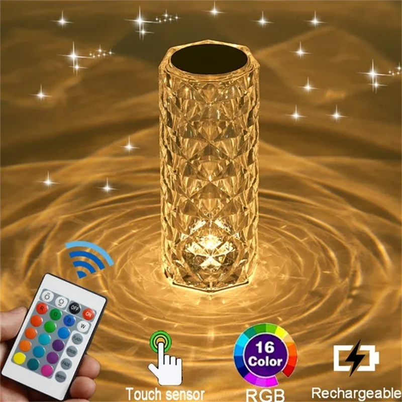 NepLiving Crystal Rose Diamond Touch Lamp With RGB Lighting