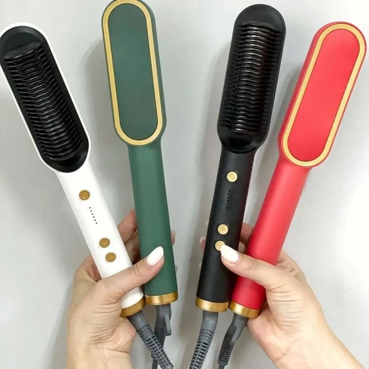 Tourmaline Ceramic Hair Straightening Heat Comb Brush