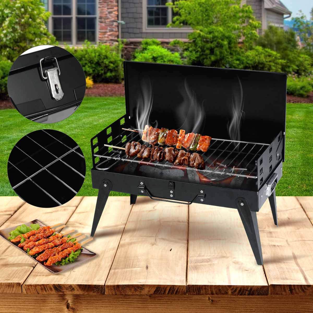 Quick Unbox Folding Portable Charcoal BBQ Grill For Camping & Travel