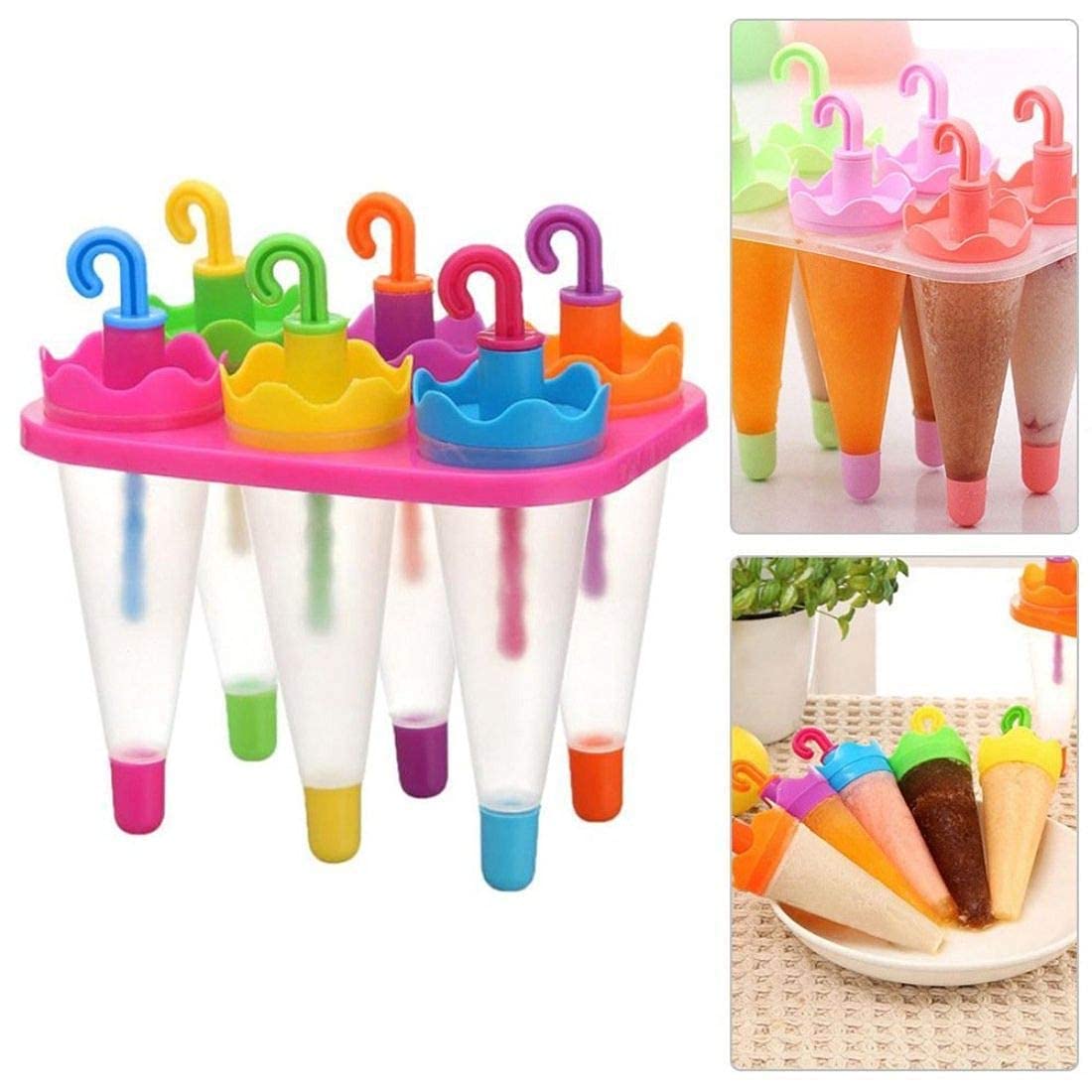 6 In 1 Umbrella Style Ice Candy Stick Ice Cream Maker (Multicolor)