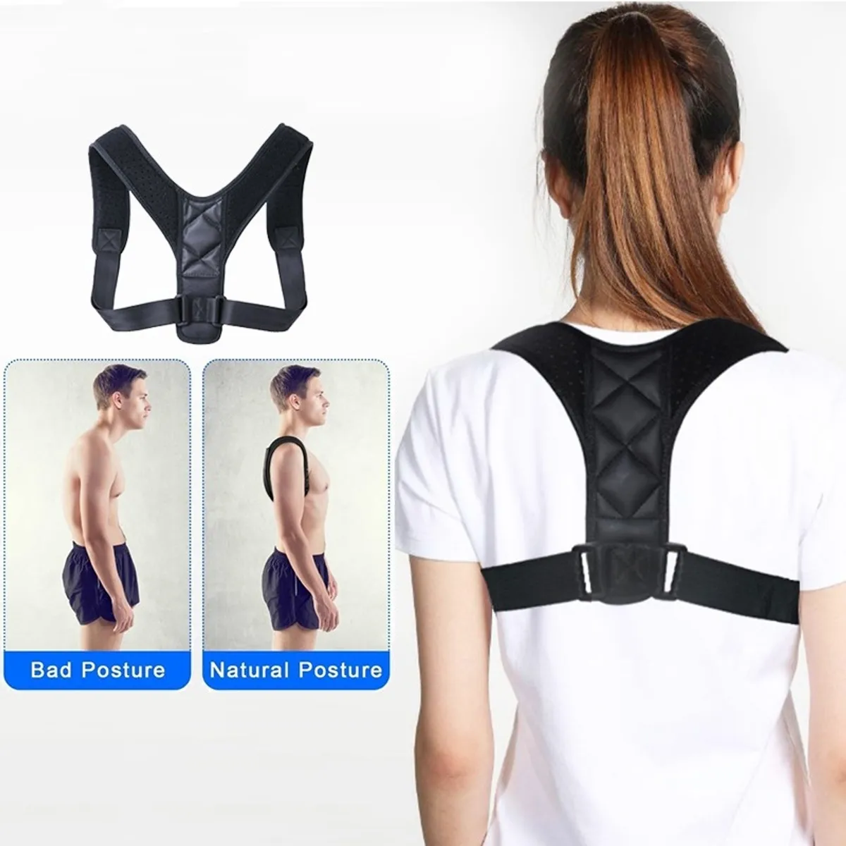 Fully Adjustable Upper Body Posture Support/ Corrector Belt For Unisex Model