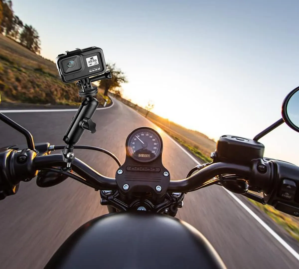 360° Motorcycle Handlebar Camera Mount For GoPro – Metal 1/4-Inch Bracket