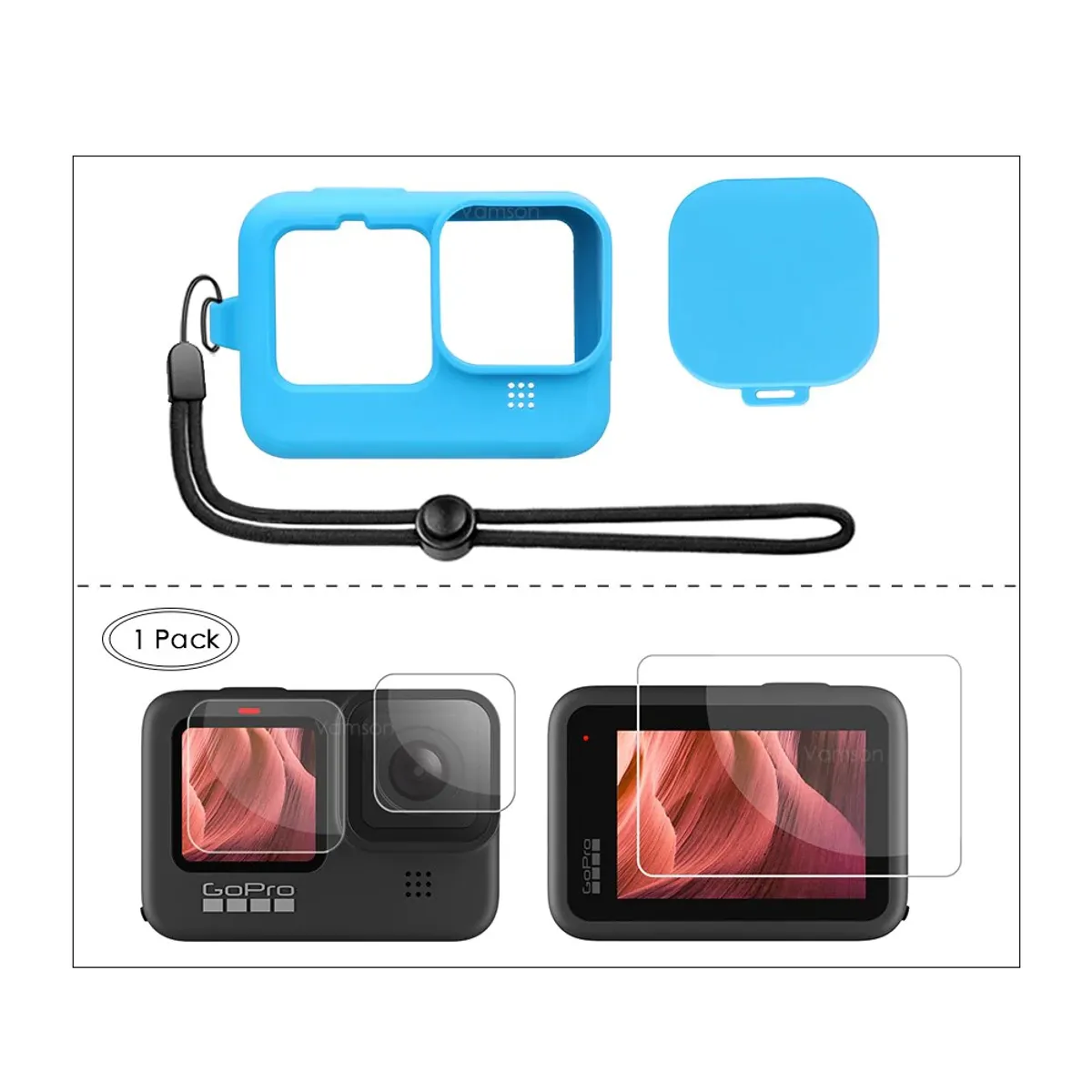 GoPro Hero 9–11 Silicone Protective Cover With Lens Cap – Blue Color
