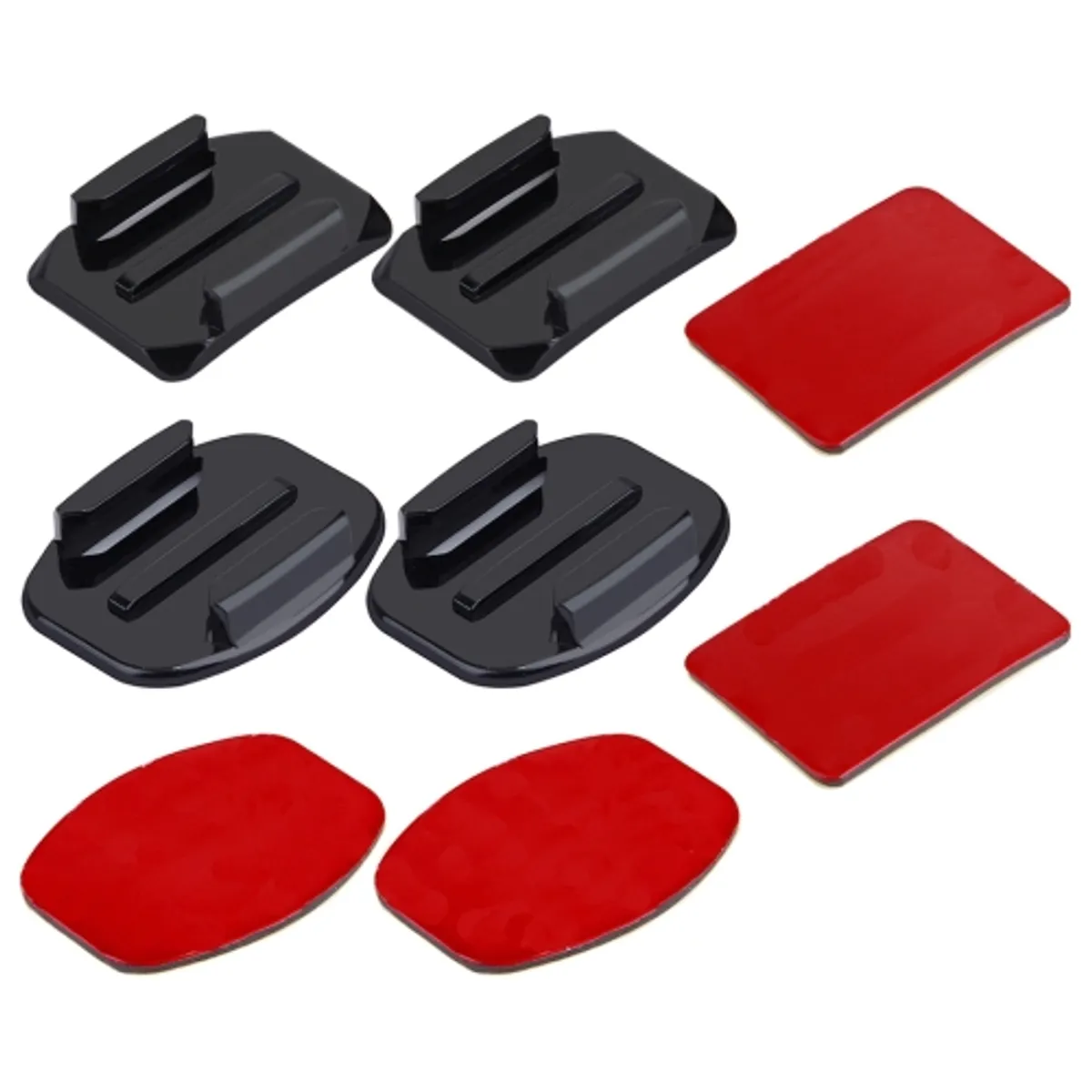 PULUZ Curved And Flat Adhesive Mount Set For Action Cameras – 8-Piece Black Set