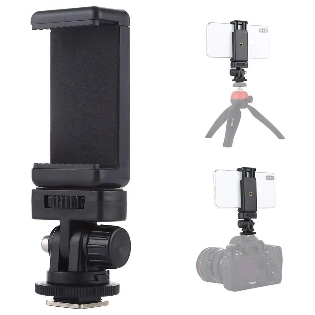 Phone Holder Tripod Mount Adapter With 1/4-Inch Screw – Black Color