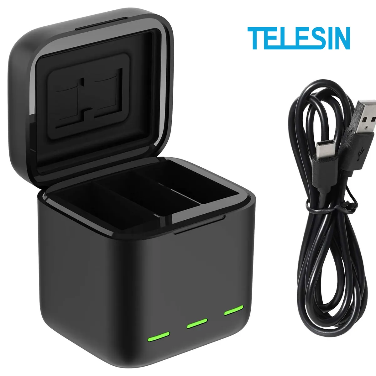 TELESIN Triple-Slot Battery Charger For GoPro Hero 13 – USB Type-C Case