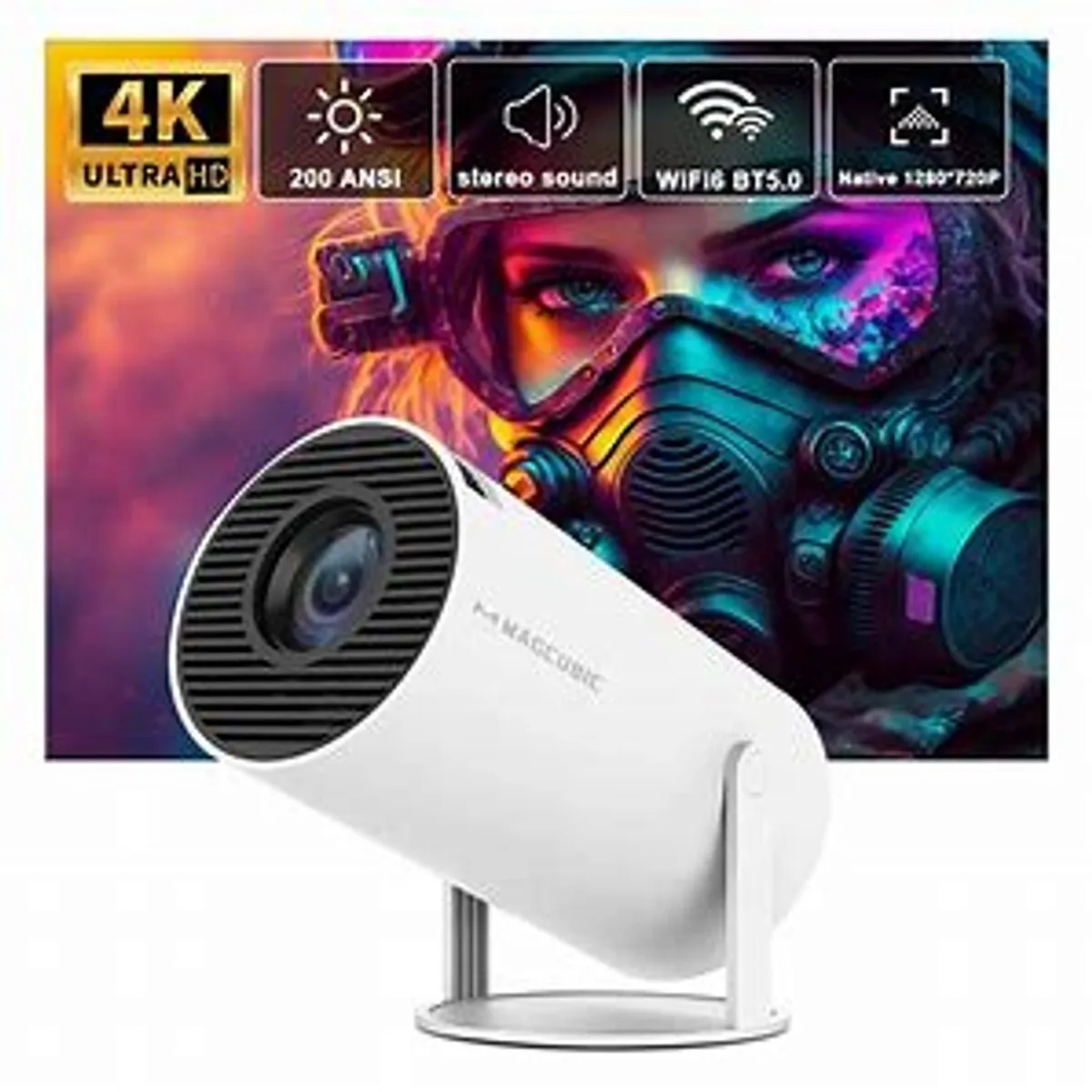 HY300 4K Android 11 Portable Projector With WiFi 6 & Bluetooth 5.0 - Multicolor