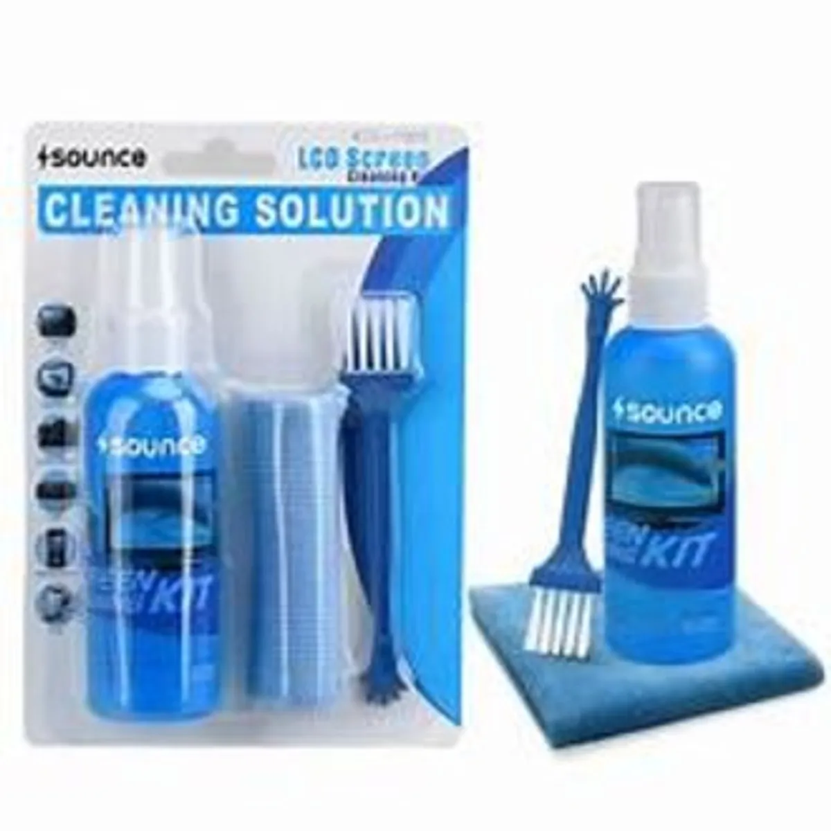 3-in-1 Screen Cleaning Kit With Microfiber Cloth & Brush - Multicolor