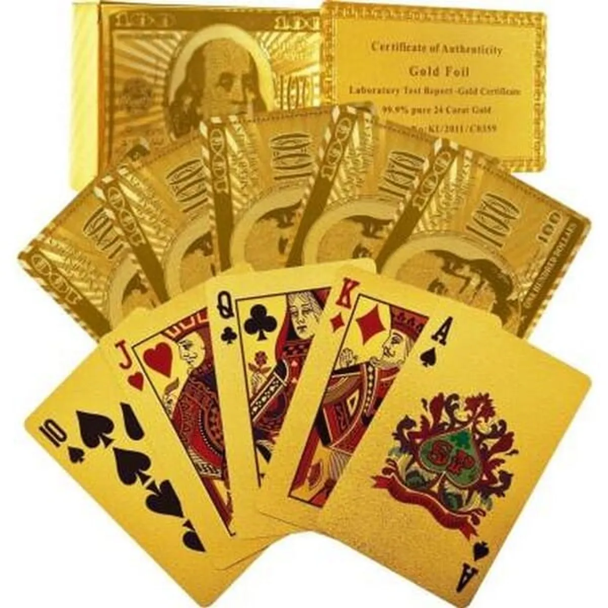 24K Golden Waterproof Playing Cards With Premium Gift Box - Multicolor