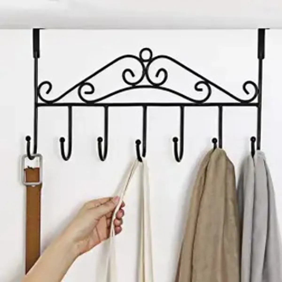 7-Hook Over-the-Door Hanger - Black