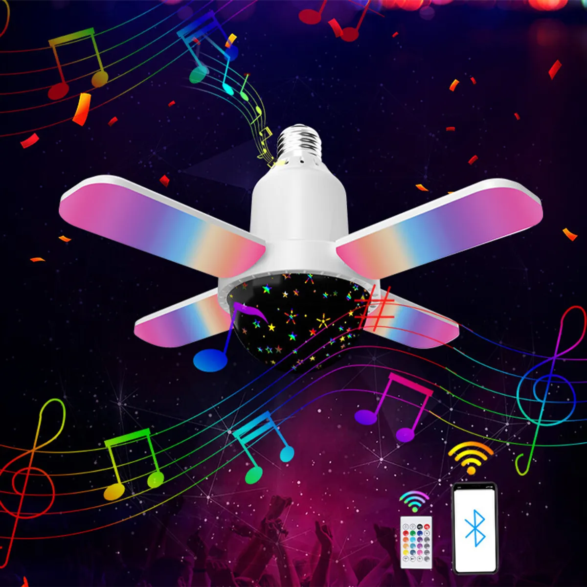 E27 Smart RGB Music Bulb With Bluetooth Speaker & Remote Control - Multicolor