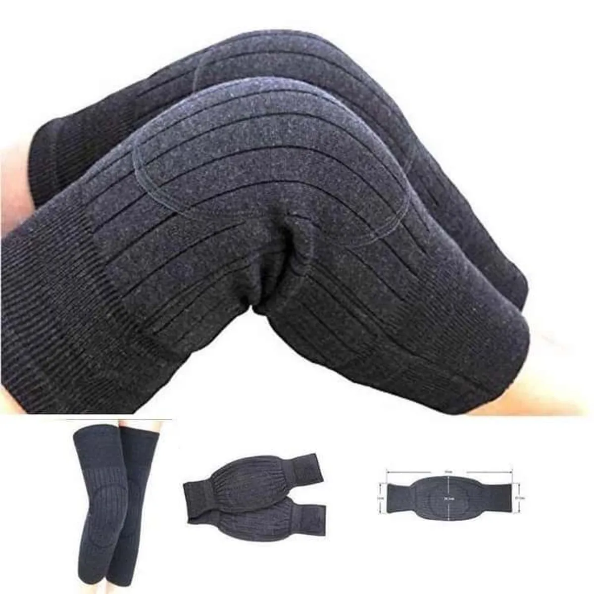 Thick Fur Cashmere Wool Knee Warmers Sleeve - Unisex Black
