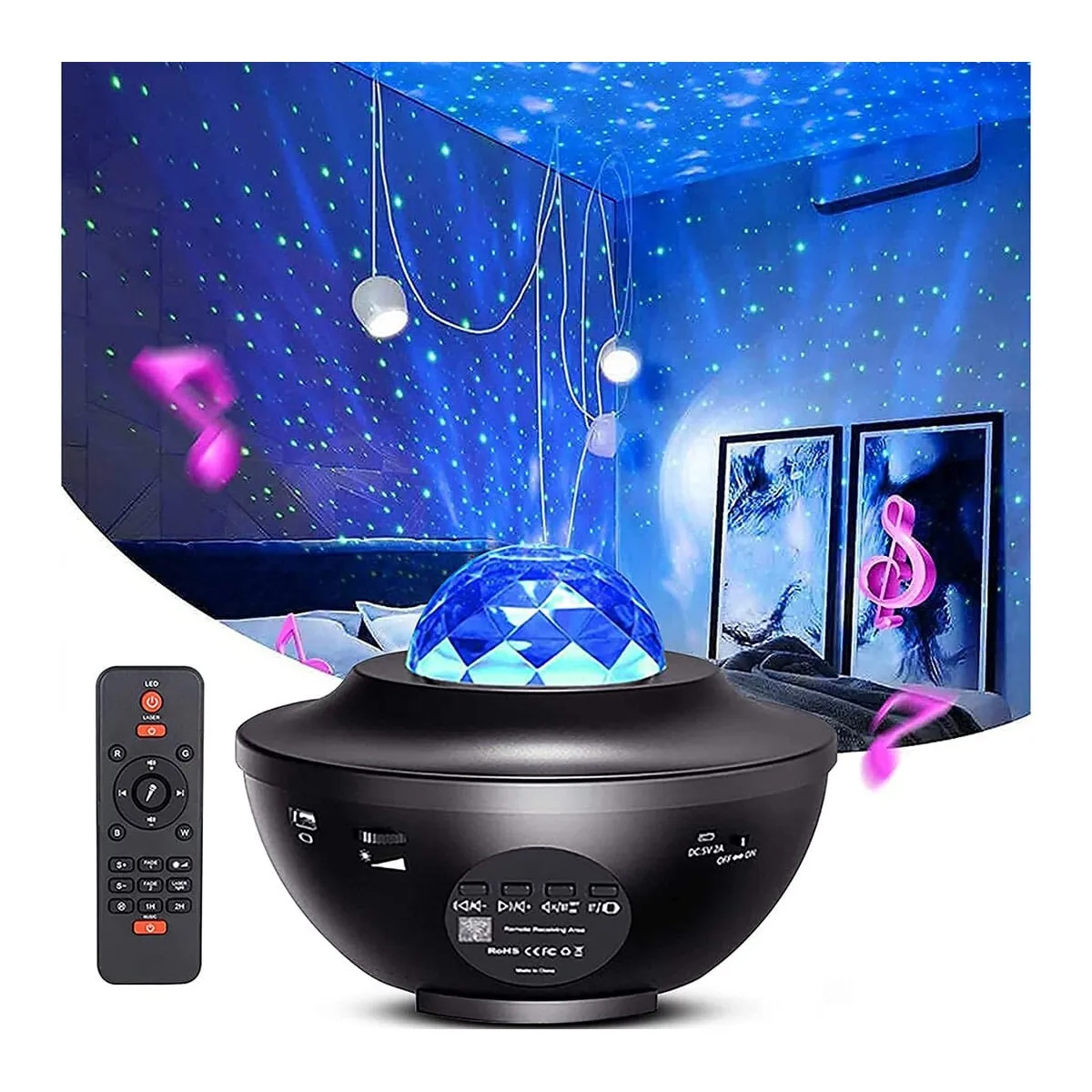 Starry Night Galaxy Projector With Remote & Bluetooth Speaker - Multicolor