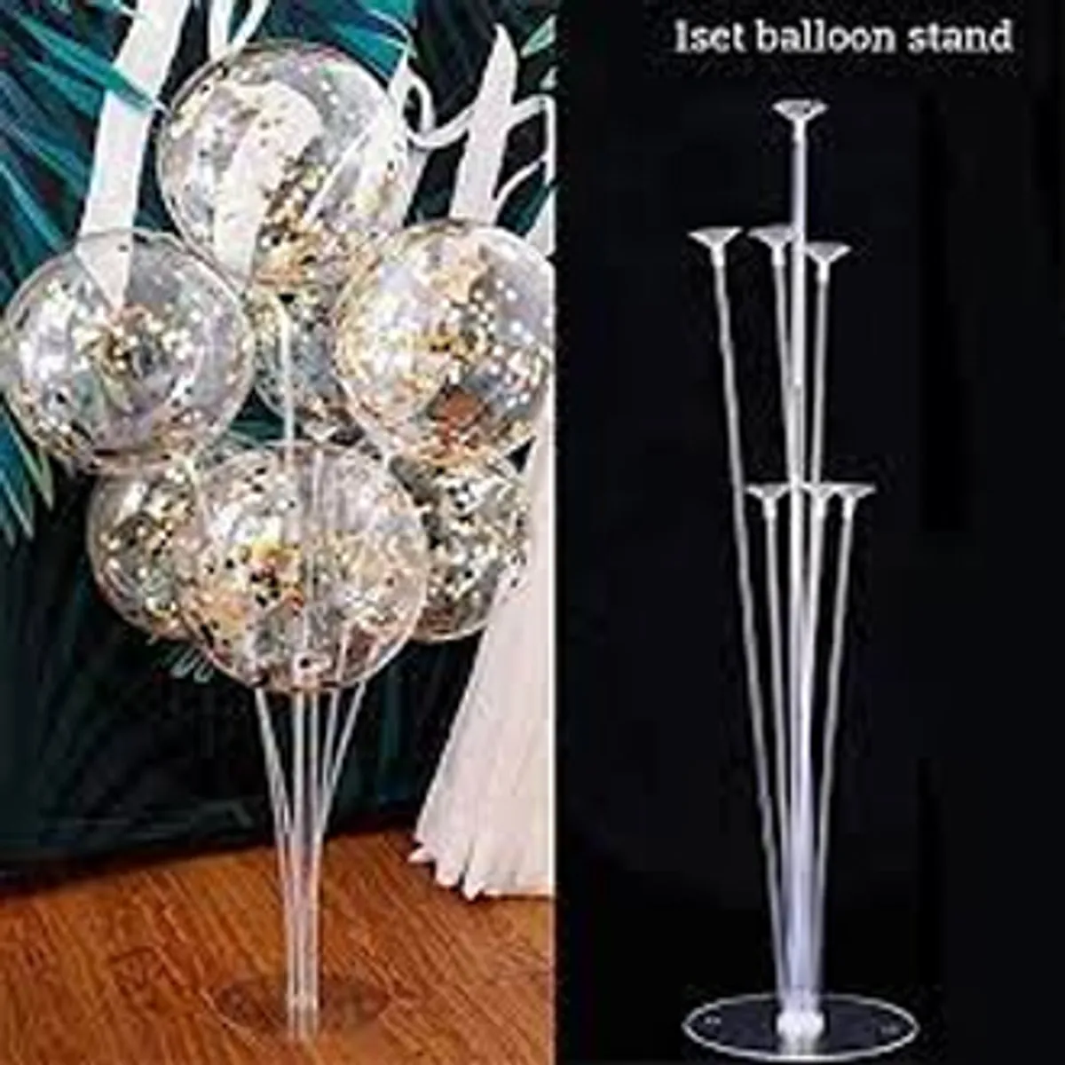 7Pcs Balloon Holder Stand Set With Sticks, Cups & Base - Multicolor