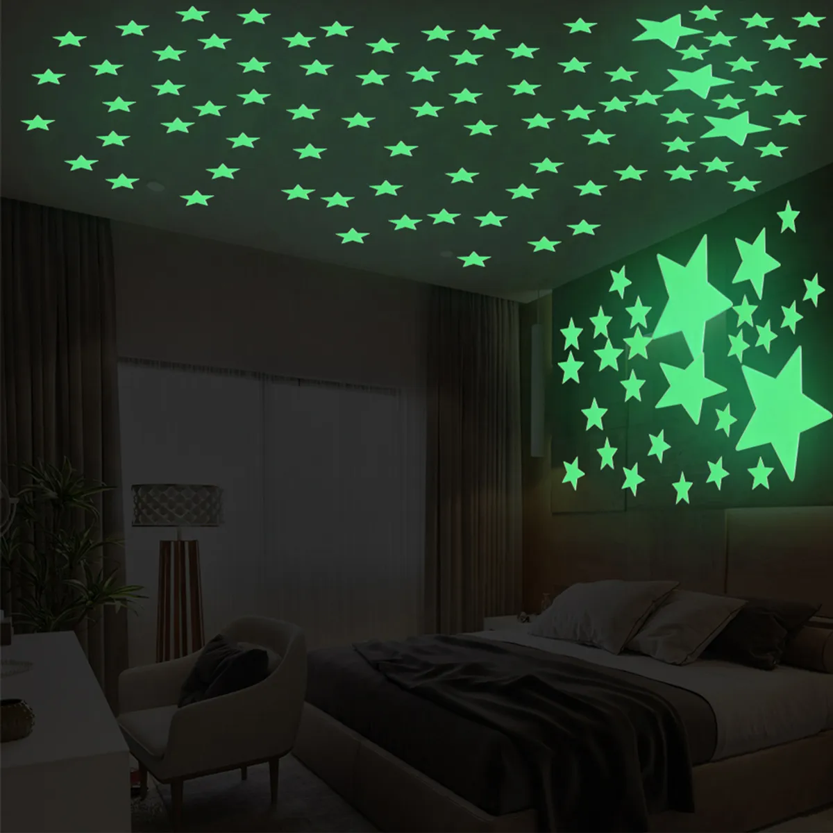 20Pcs Glow-in-the-Dark Star Wall Stickers - Multicolor