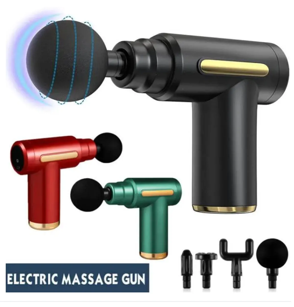 Rechargeable Deep Tissue Massage Gun With 4 Massage Heads - Multicolor