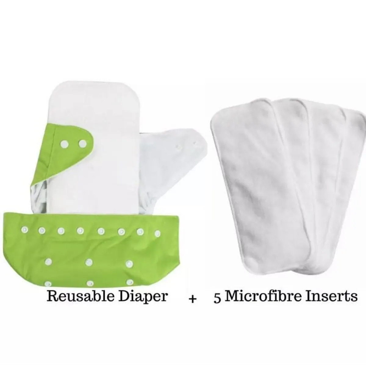 Reusable Washable Baby Cloth Diaper With 5 Microfiber Inserts - 4–14kg