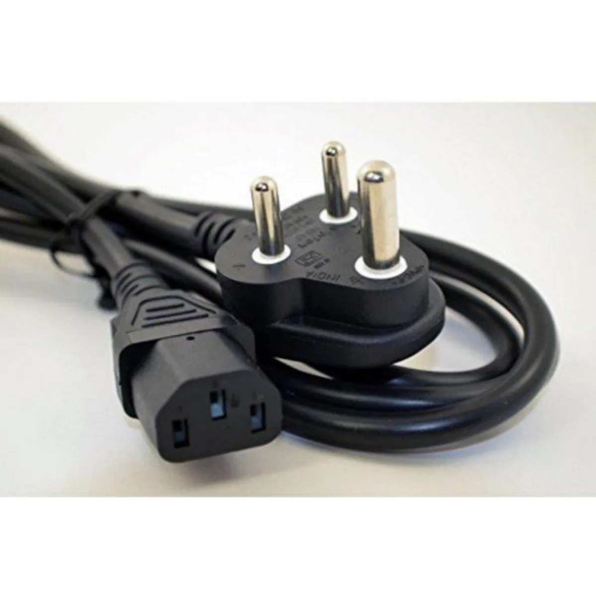 PC Power Cable With Indian Plug - Black