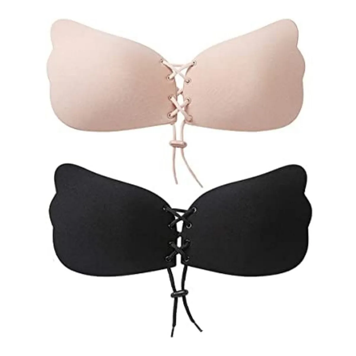 Adhesive Strapless Backless Push-Up Bra With Nipple Covers - Multicolor