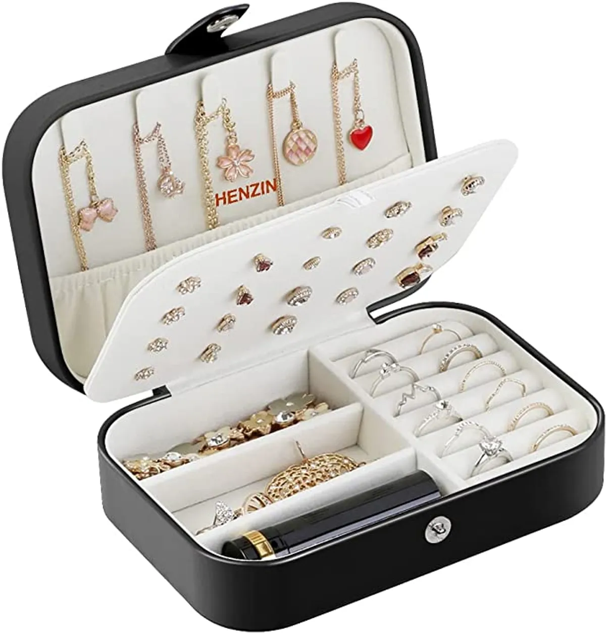 Double-Layer Travel Jewelry Organizer Box for Necklace, Earrings & Rings - Multicolor