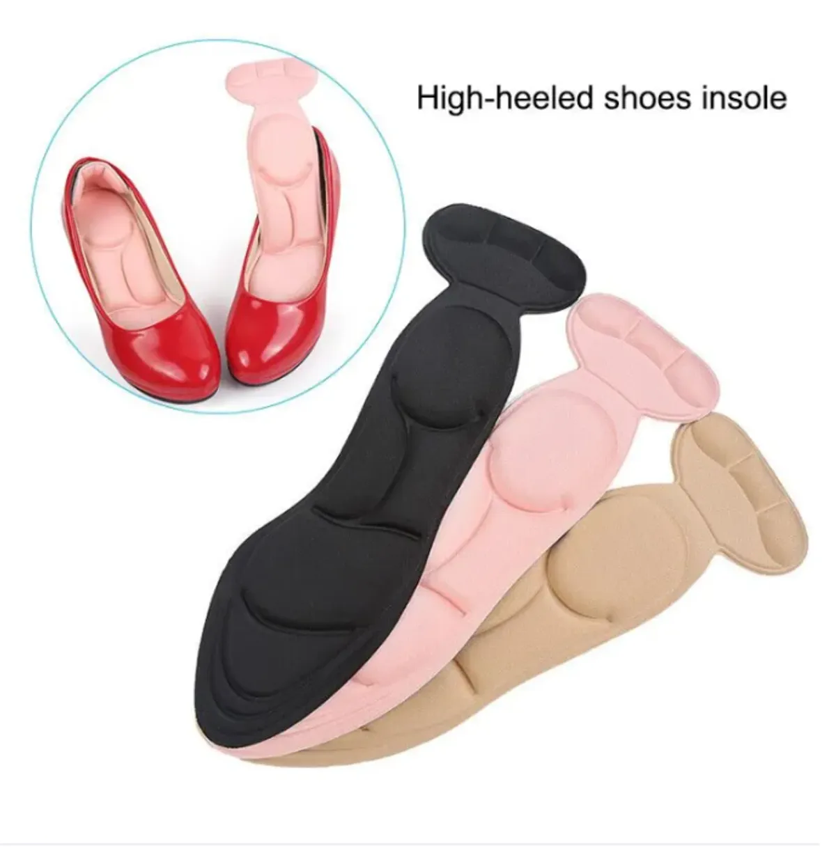 4D Soft Sponge High Heel Insoles & Non-Slip Heel Pads - Multicolor
