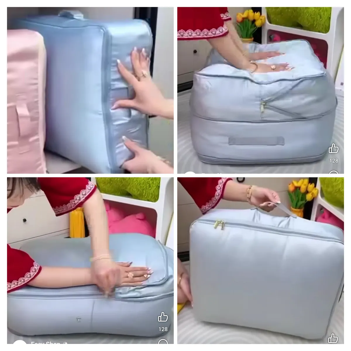 Multifunction Cloth Blanket Storage Organizer Bag 21*16*12 (Pack of 2)