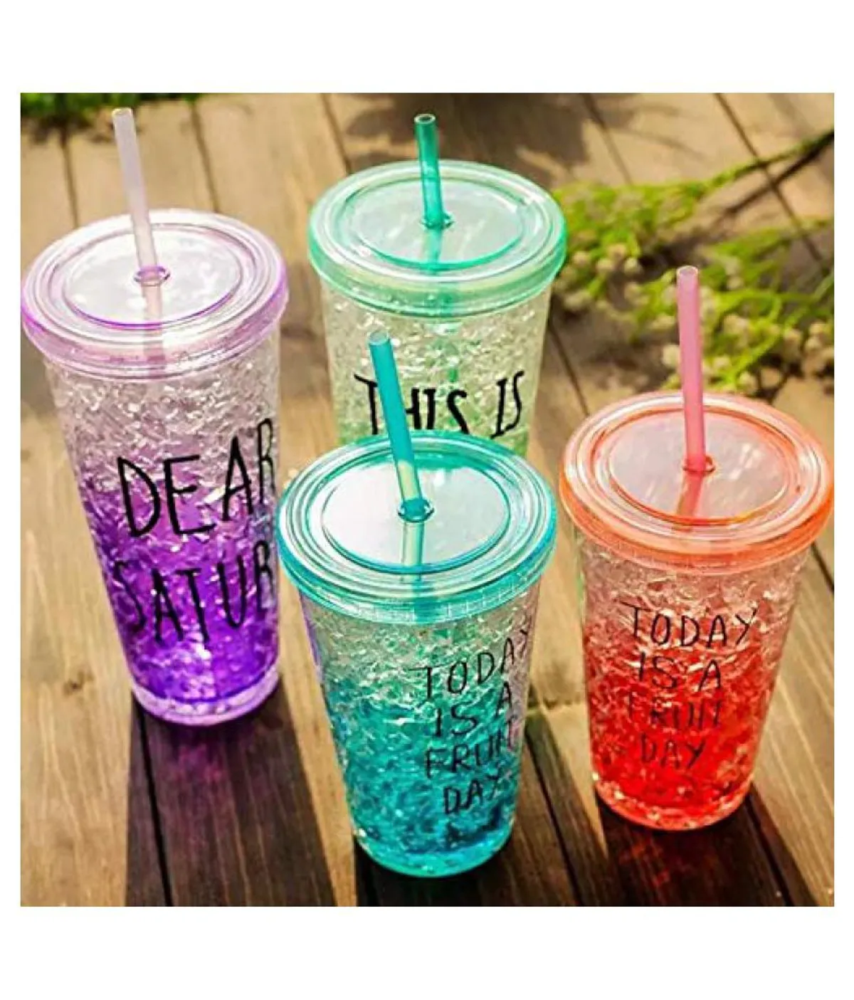Frosty Mason Ice Mug With Straw & Lid - Multicolor