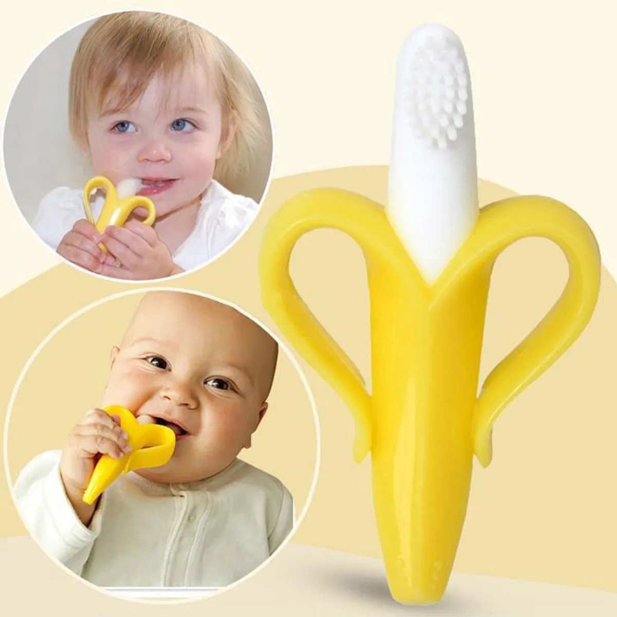 Banana-Shaped Silicone Baby Teether Toothbrush - Multicolor