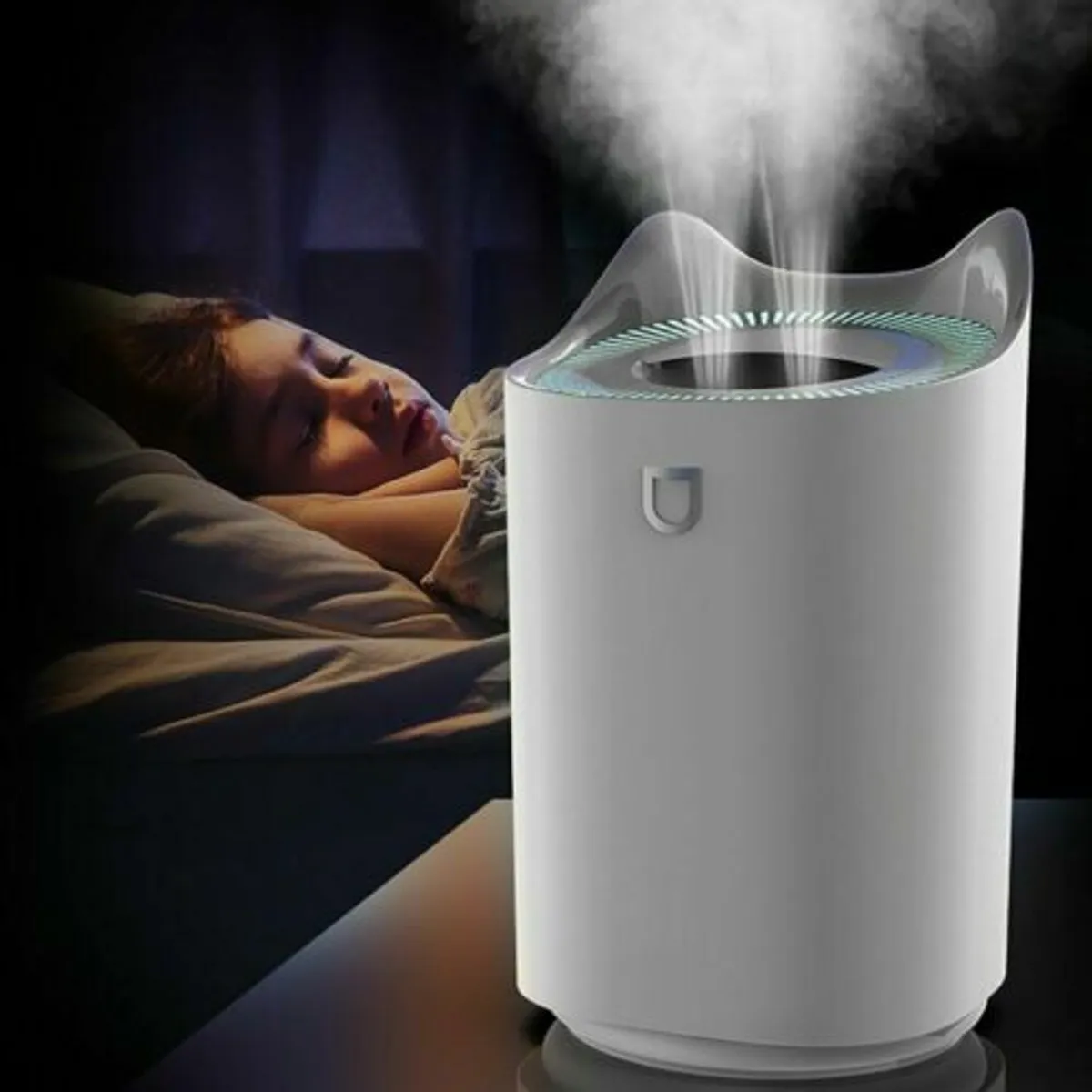Humidifier & Essential Oil Aroma Diffuser With Dual Nozzle & LED Light - 3300ml  Multicolor 