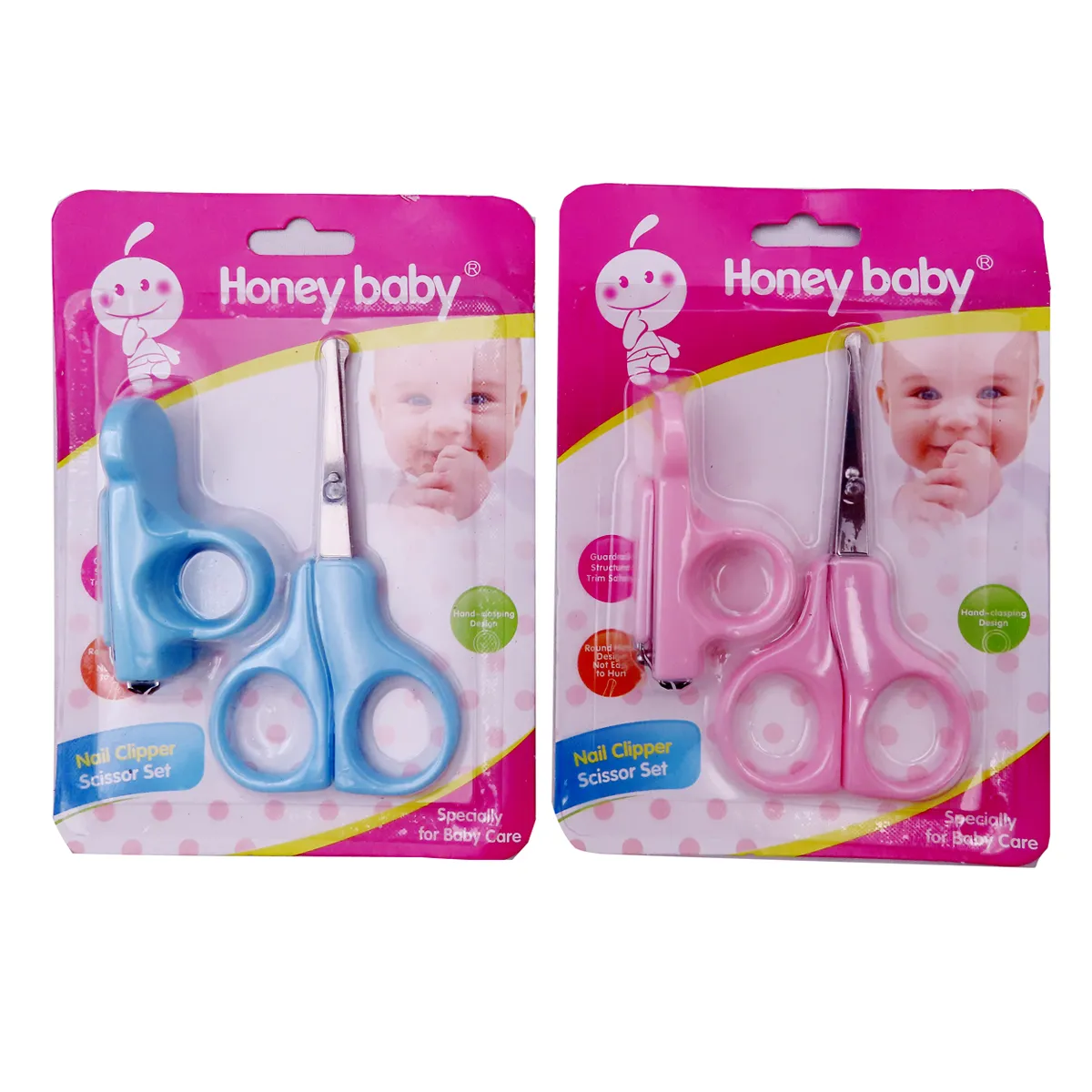 Baby Nail Care Set With Nail Clipper, Scissors & Ear Wax Spoon - Multicolor