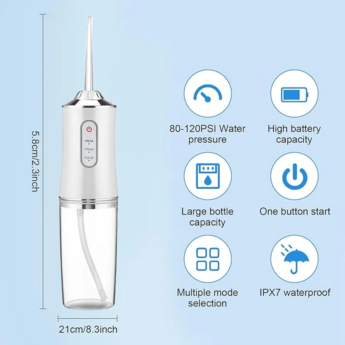 Cordless Water Flosser With 3 Modes & 4 Jet Tips - Portable Oral Irrigator