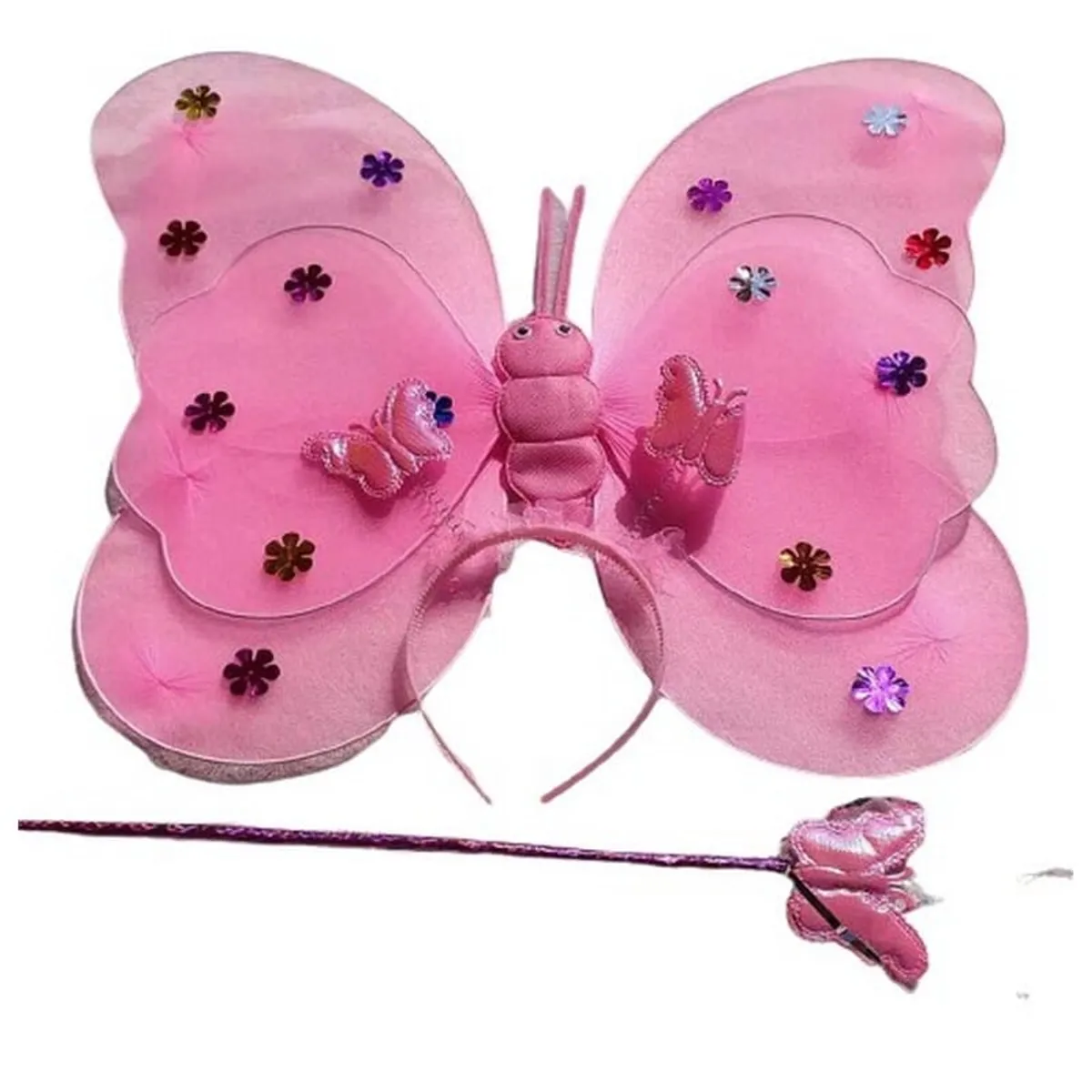 Butterfly Costume Set Wings, Headband & Magic Wand for Parties and Performances