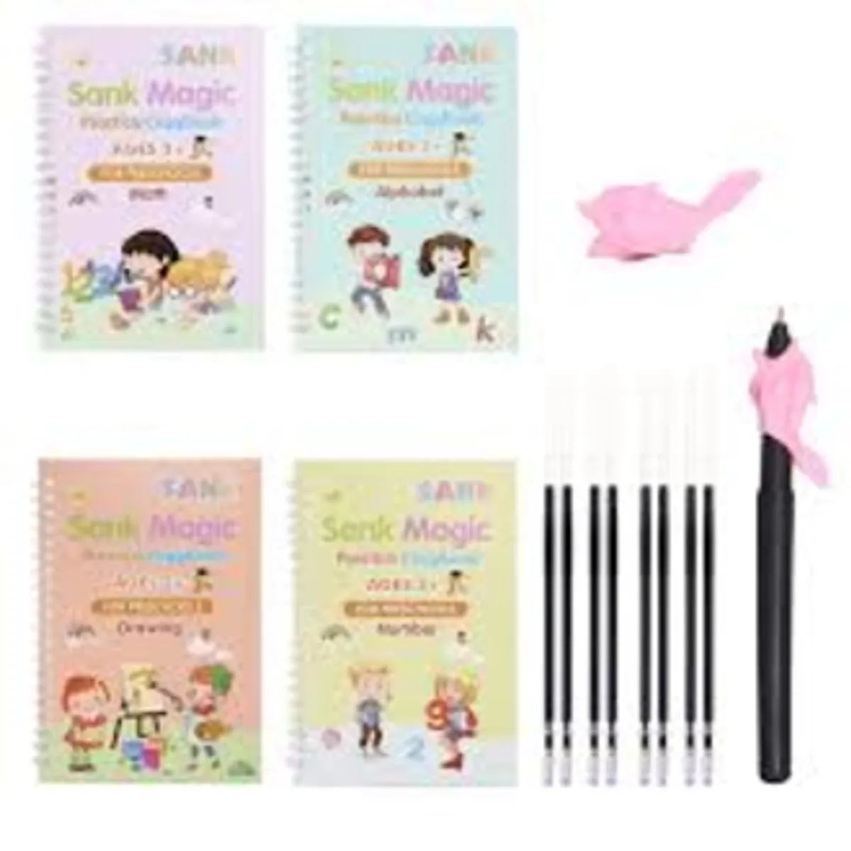 4Pcs Reusable Magic Handwriting Practice Copybooks for Kids - Multicolor