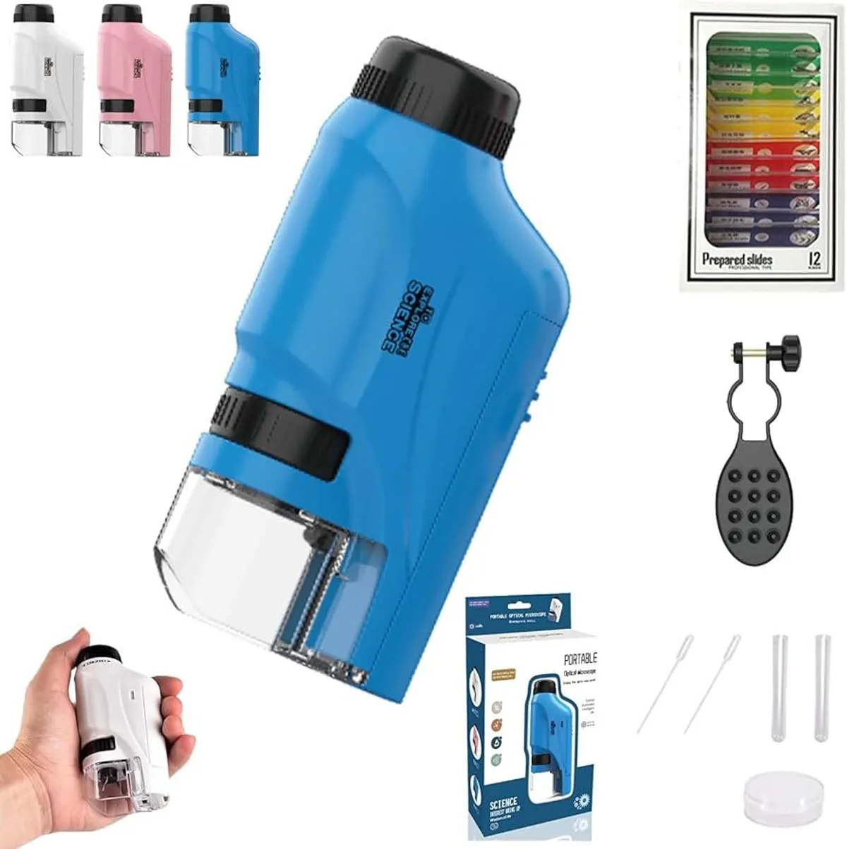 Portable ABS Pocket Microscope With 60x-120x Magnification - Multicolor