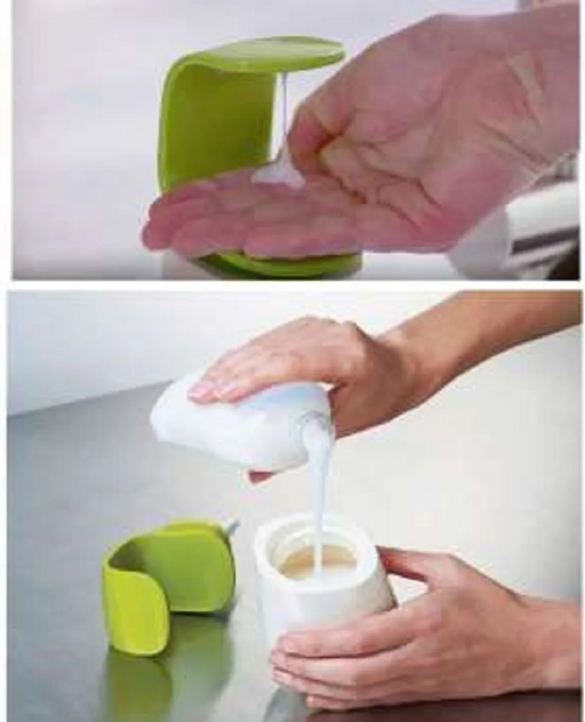 C-Shaped Plastic Liquid Soap Dispenser Bottle - White & Green
