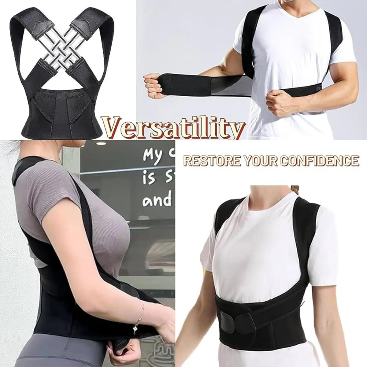 Adjustable Posture Corrector Shoulder Brace for Men & Women - Black