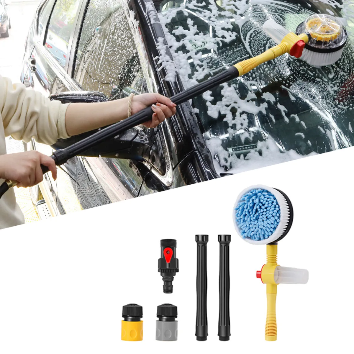 Car Pressure Washer Rotating Wash Brush - Multicolor