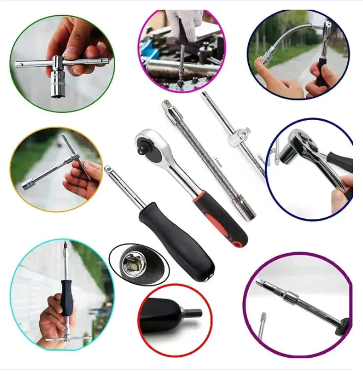 46-in-1 Multifunctional Tool Kit With Spanner & Socket Set - Multicolor