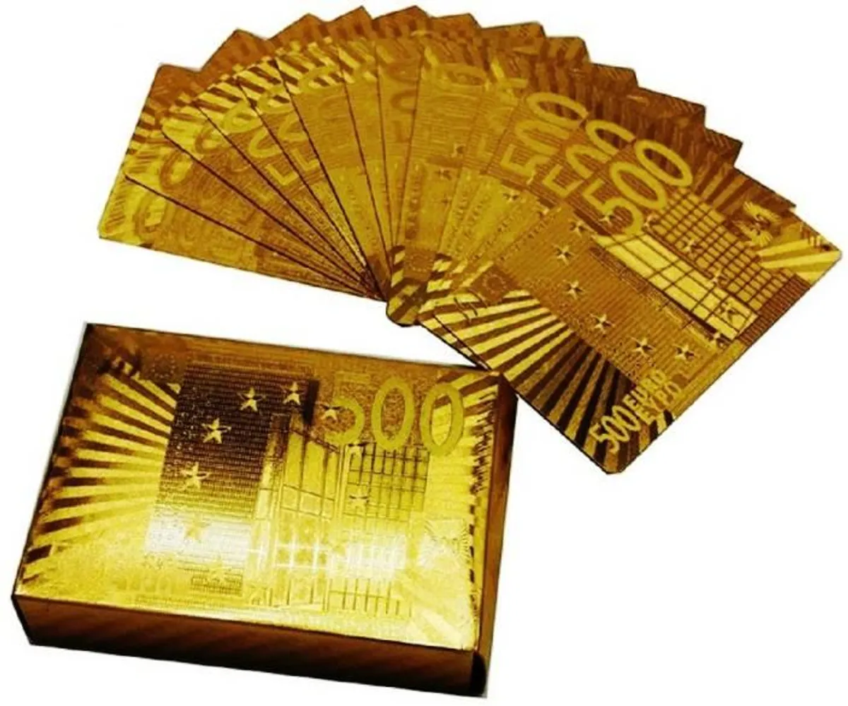500 Euro Eypo Gold Plated Playing Cards - Gold