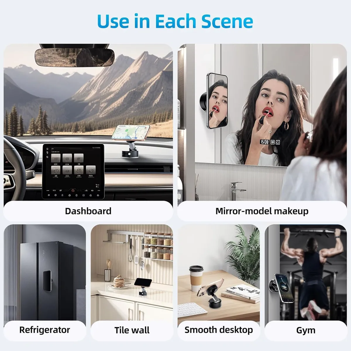 Vacuum Magnetic Phone Holder Foldable Adjustable Design - Black
