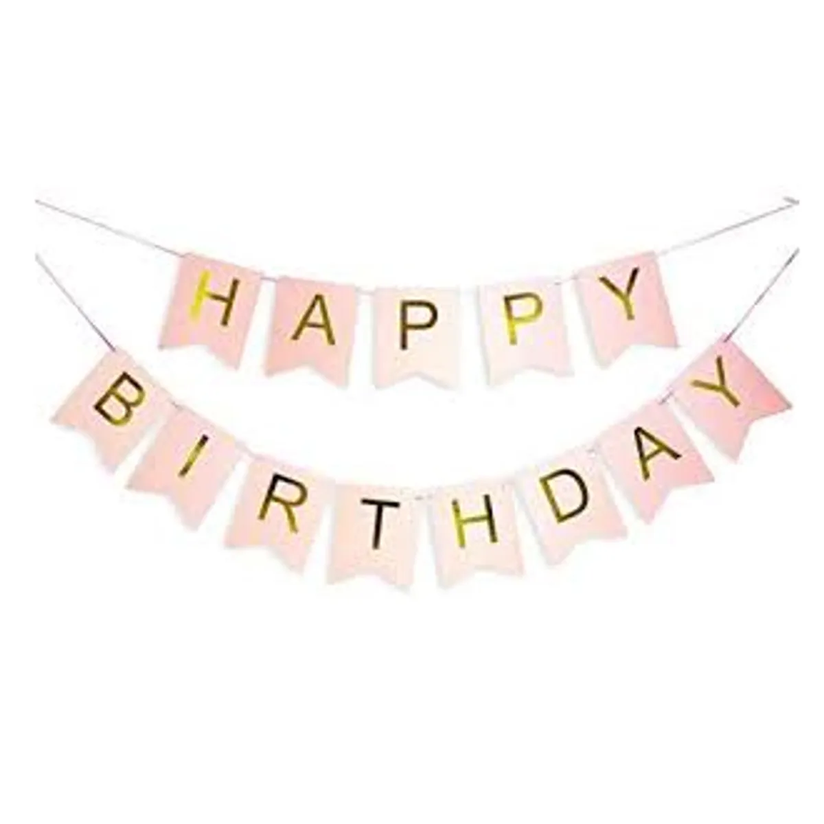 Happy Birthday Banner With Shimmering Gold Letters - Party Decor