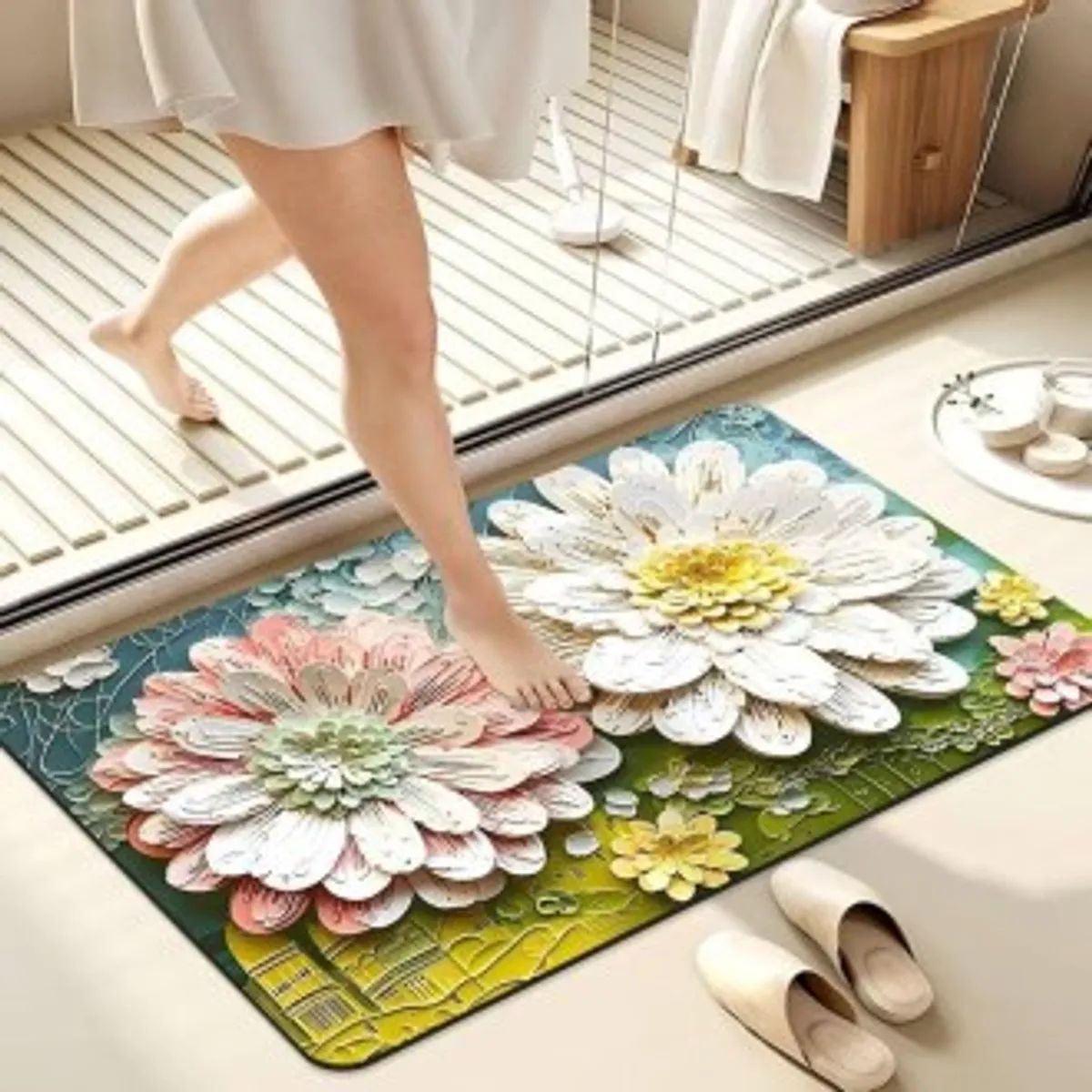 3D door Mat Blooming Beauty Anti-Slip Mat Colour Random