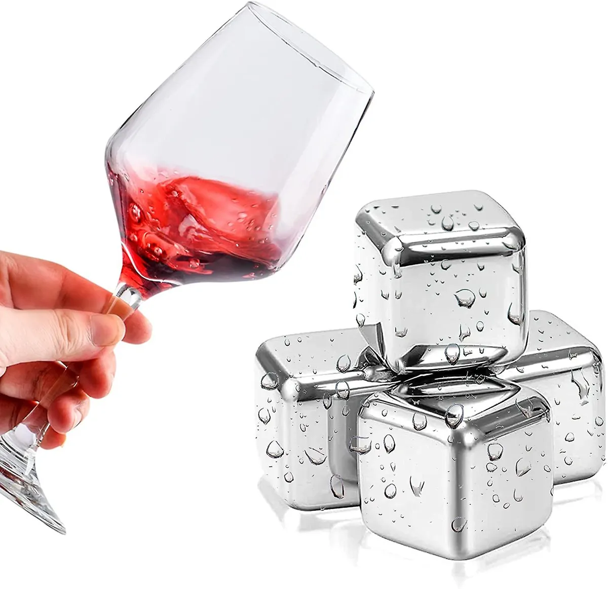  Reusable Stainless Steel Ice Tube Drink Chiller Set 4Pcs