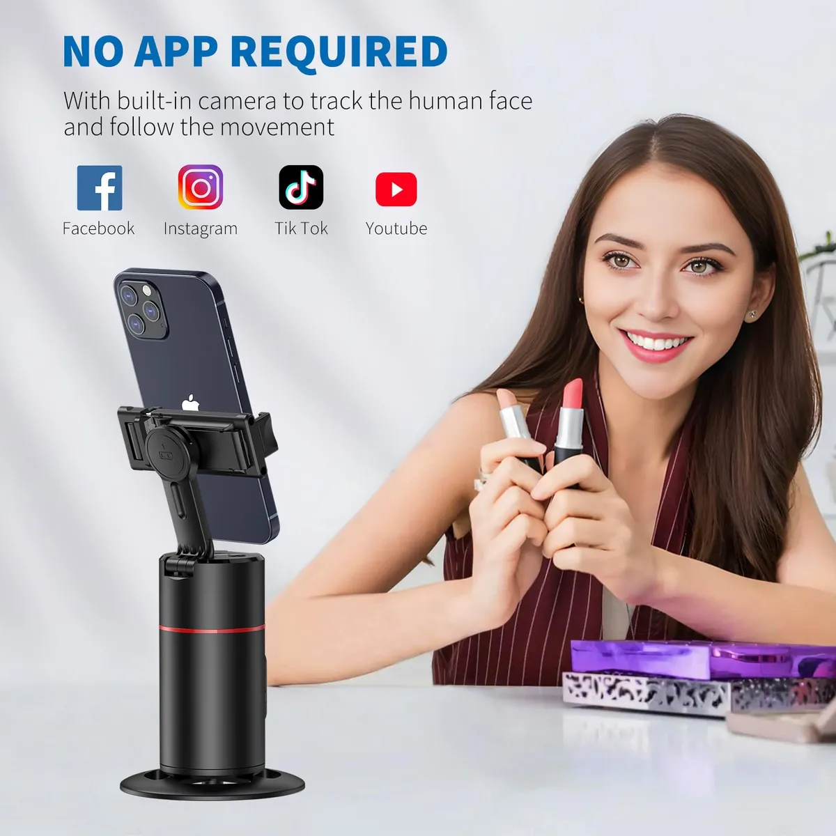 Q03 360° AI Face Tracking Smart Selfie Stick With Gesture Control - Multicolor