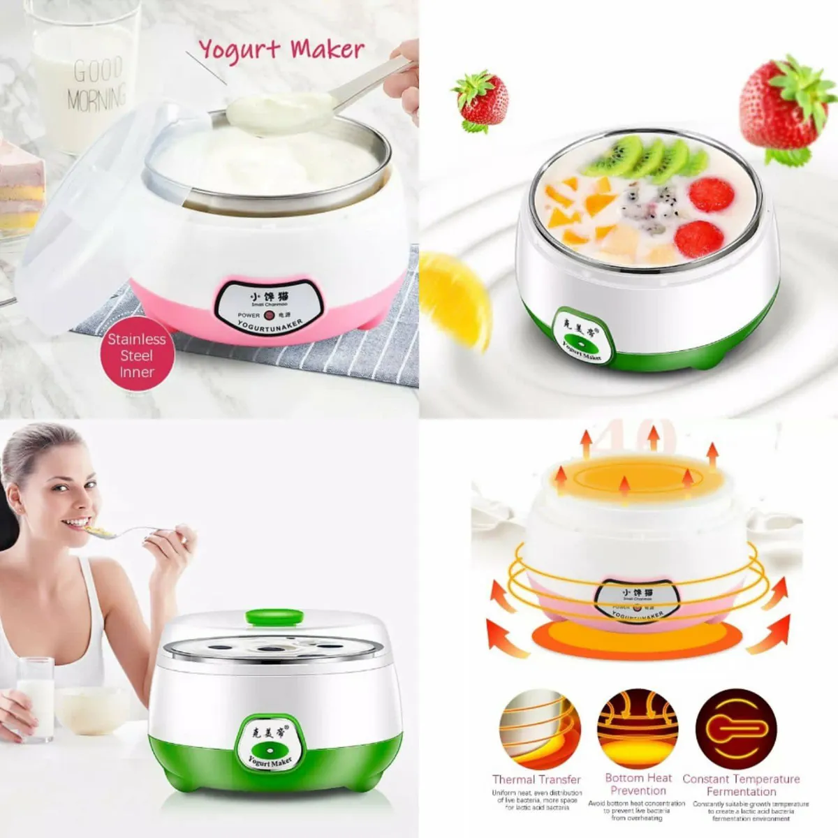  Stainless Steel Automatic Yogurt Maker - 1L Multicolor