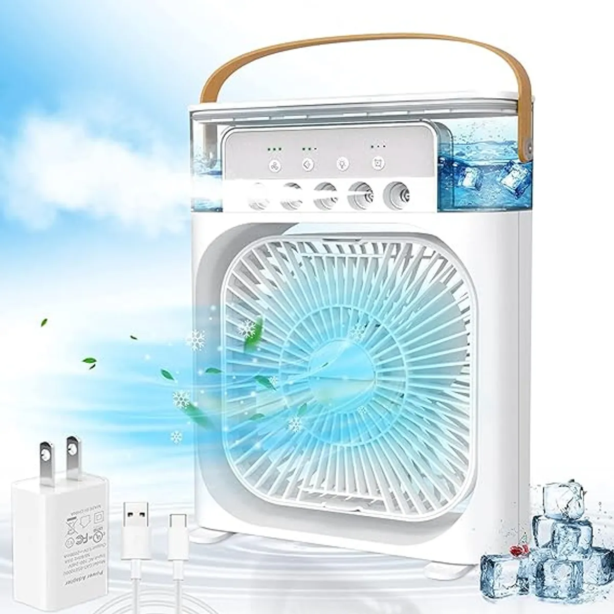 USB Portable Mini Air Cooler With Humidifier - Multicolor
