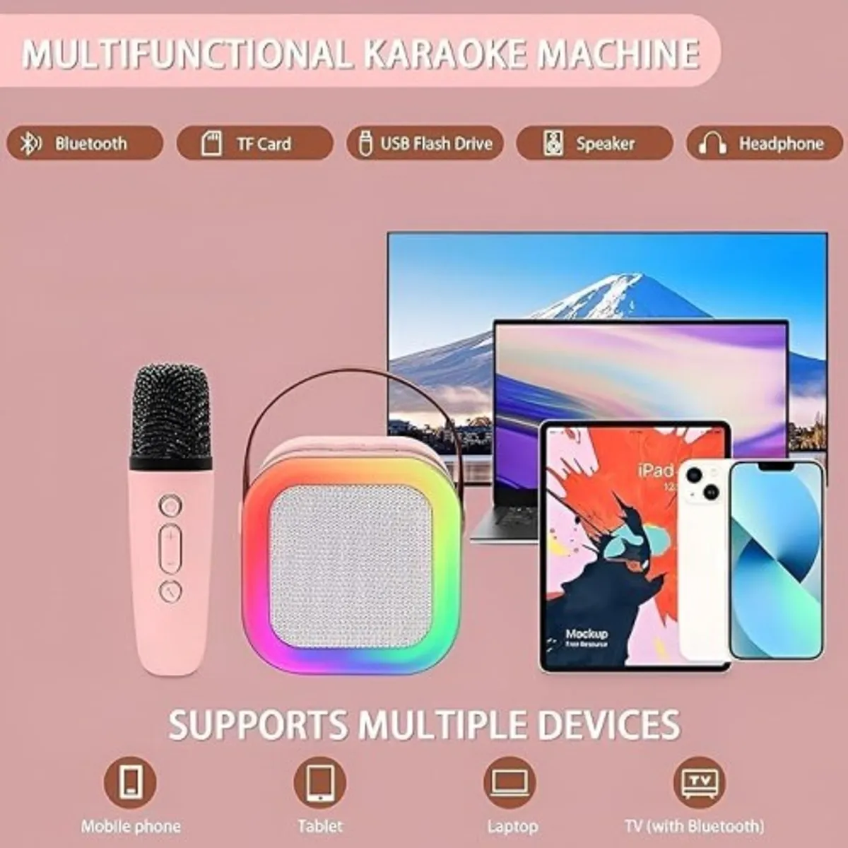 K12 Bluetooth Karaoke Speaker With Single Mic - Multicolor