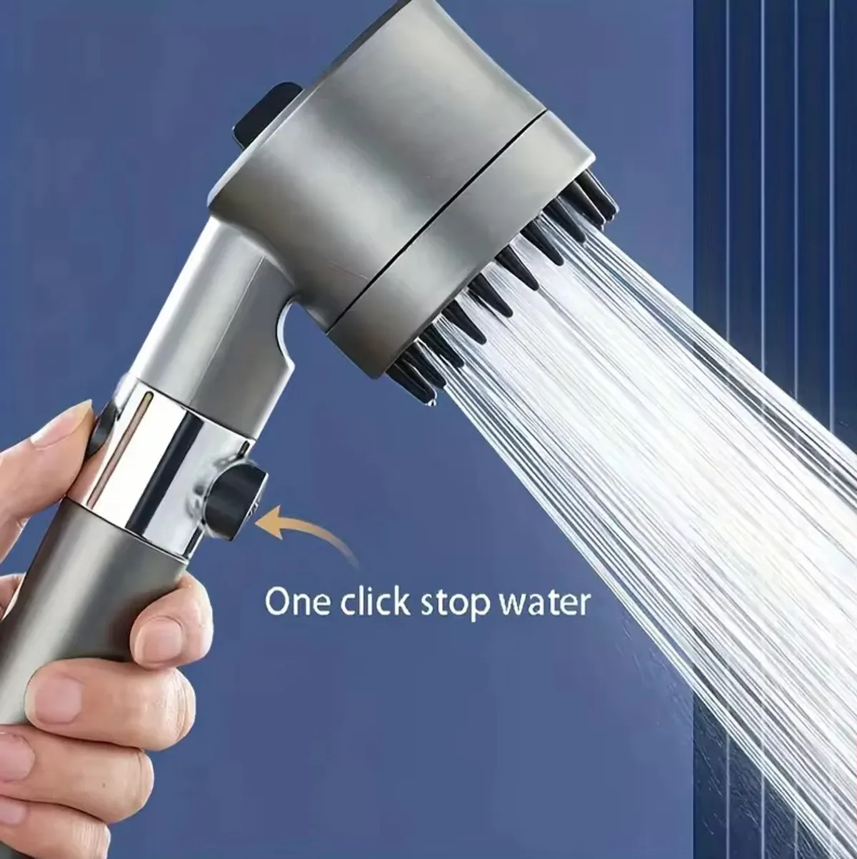 High Pressure Handheld Shower Head With Adjustable Rain Spray - Black