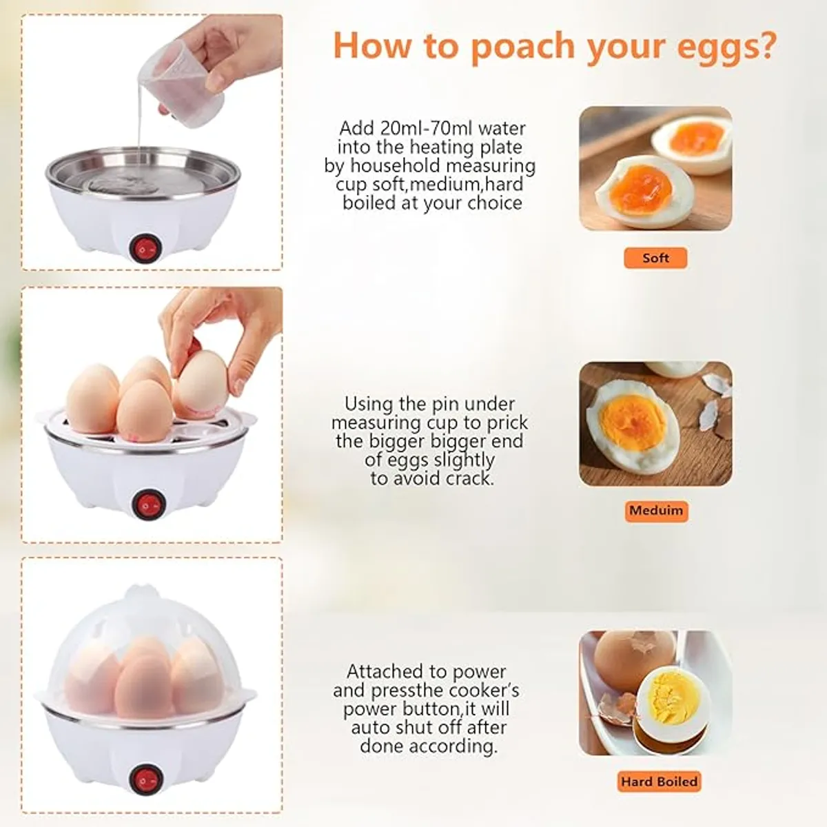 Egg Poacher Multi-Function Electric Egg Cooker - 1–14 Eggs